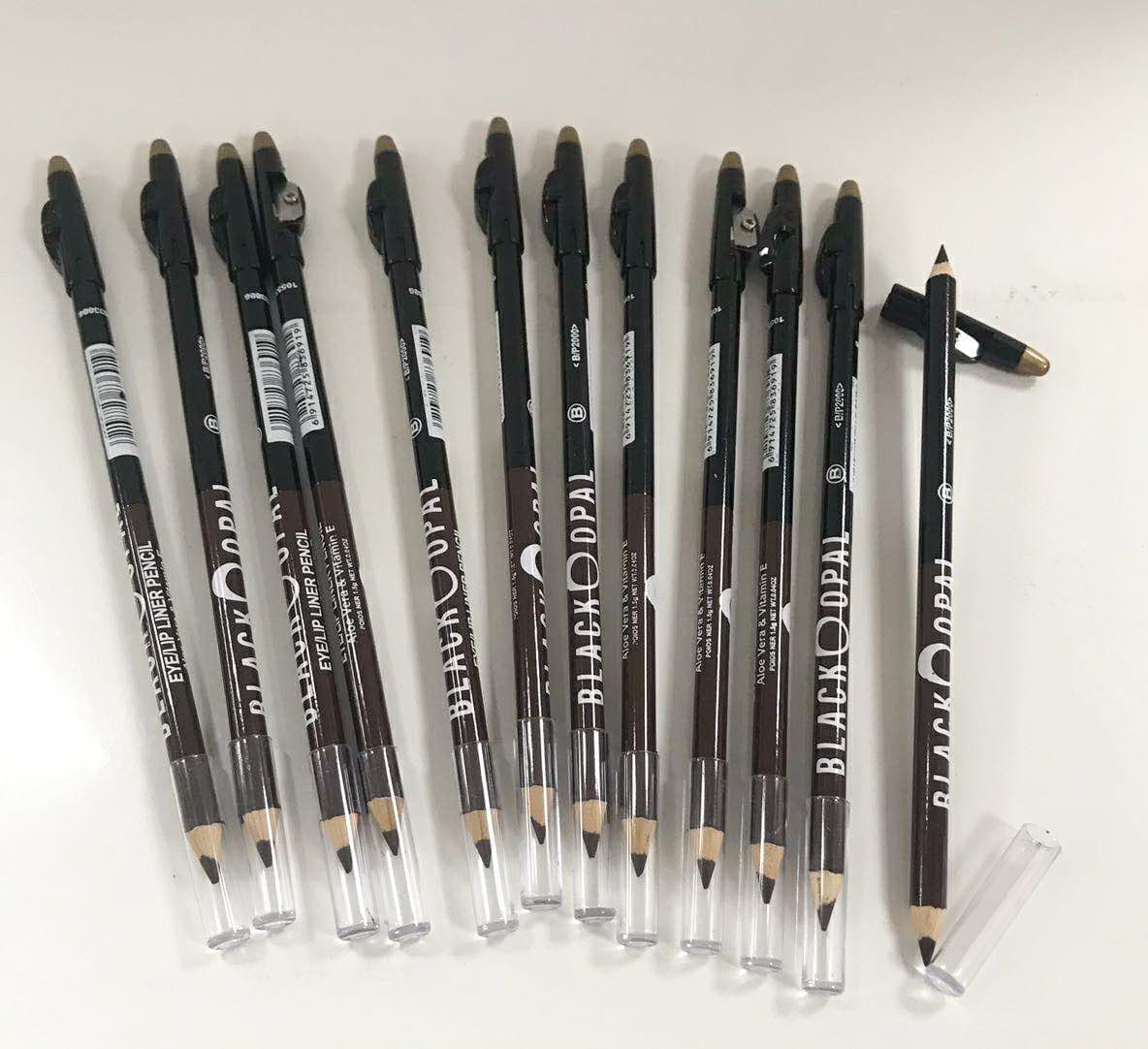 2 in 1 BLK/OPL Eye Pencil With Sharpener, Makeup Smooth Cosmetic Beauty Eyebrow Tool