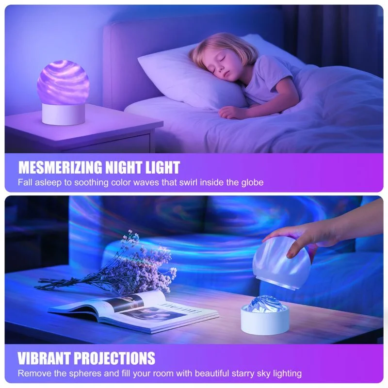 2-in-1 Ocean Wave Projector Light & Northern Aurora Lamp | 16 Colors RGB Night Light Projector  | Bedroom Mood Lamp - View 3