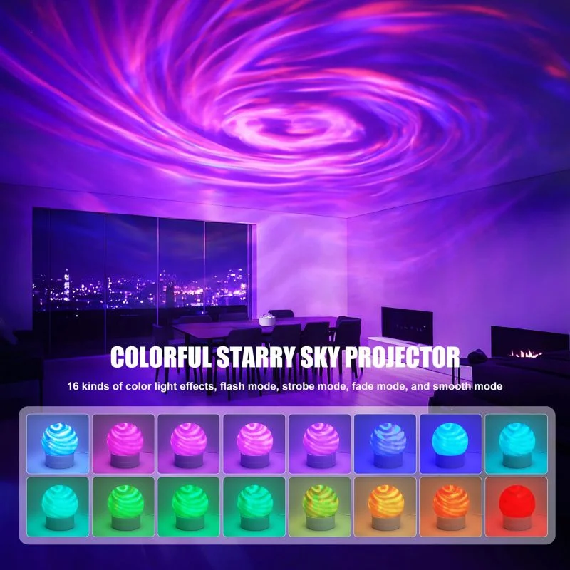 2-in-1 Ocean Wave Projector Light & Northern Aurora Lamp | 16 Colors RGB Night Light Projector  | Bedroom Mood Lamp - View 4