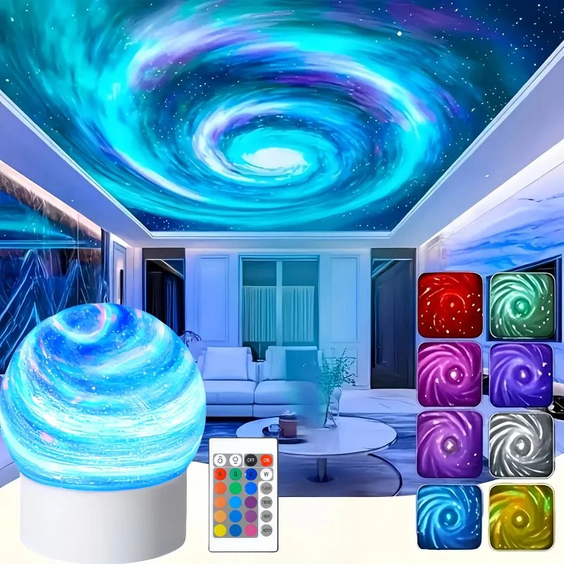 2-in-1 Ocean Wave Projector Light & Northern Aurora Lamp | 16 Colors RGB Night Light Projector  | Bedroom Mood Lamp - View 7