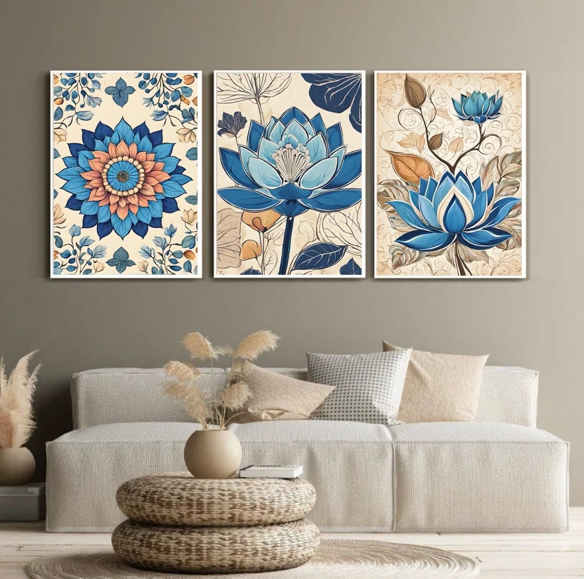 3pcs Flowers Stickytiles Frames Providing Stylish Floral Design Attractive Look Modern Appearance And Home Decoration