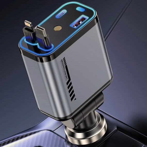 4 In 1 Multi Functional Car Charger Fast Charging With Star Light Providing Durable Quality