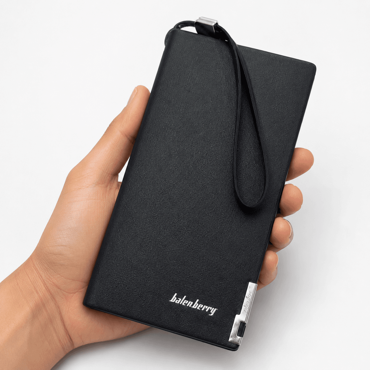 Balenberry Premium Long Wallet – 12 Card Slots, Dual Cash Pockets, Gold Zip, Mobile Storage, Wrist Strap | Unisex Long Purse