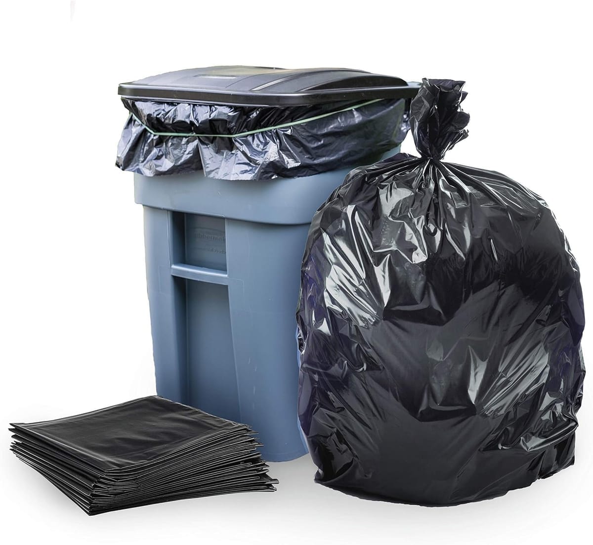 Black Garbage Bags Roll – Leak Proof, Heavy Duty Disposable Trash Bags for Dustbin, Diapers, Waste & Storage, Portable Plastic Bin Bags