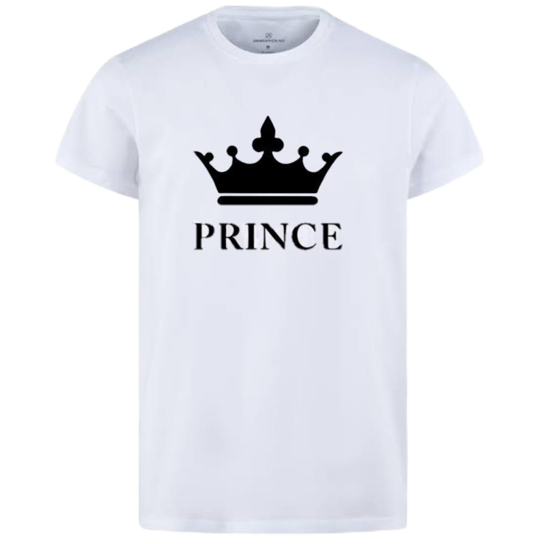 Combo Of Prince & Princes Style White T-Shirt with Cute Design - Prince & Princess Design T-Shirts – Best Quality T-Shirts For Girls | T-Shirt For Women - T-Shirt For Boy | T-Shirt For Men | Princes T-Shirts | Prince Design T-Shirt