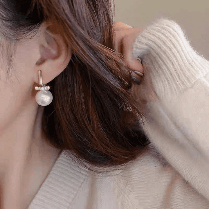 Elegant Pearl Drop Earrings for Women – Stylish Dangle Earrings with Rhinestone Accent (AXT-102)