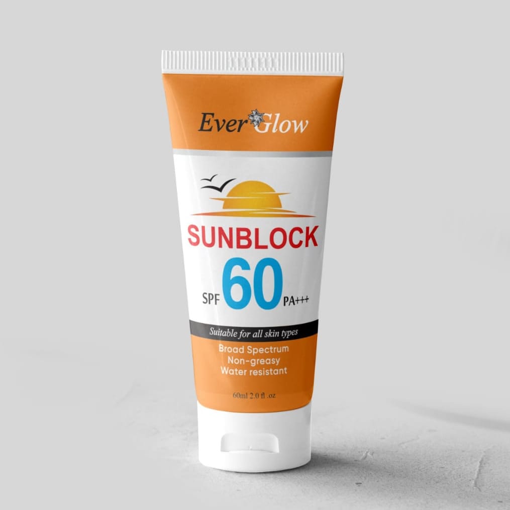 Ever Glow Whitening Sunblock SPF 60 – | Brightening & Broad Spectrum Protection | Sunblock