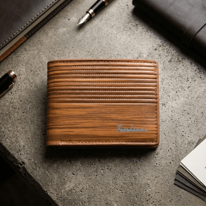 Fuerdanni Luxury Classic Bifold Wallet – Elegant Textured Synthetic Leather Wallet for Men