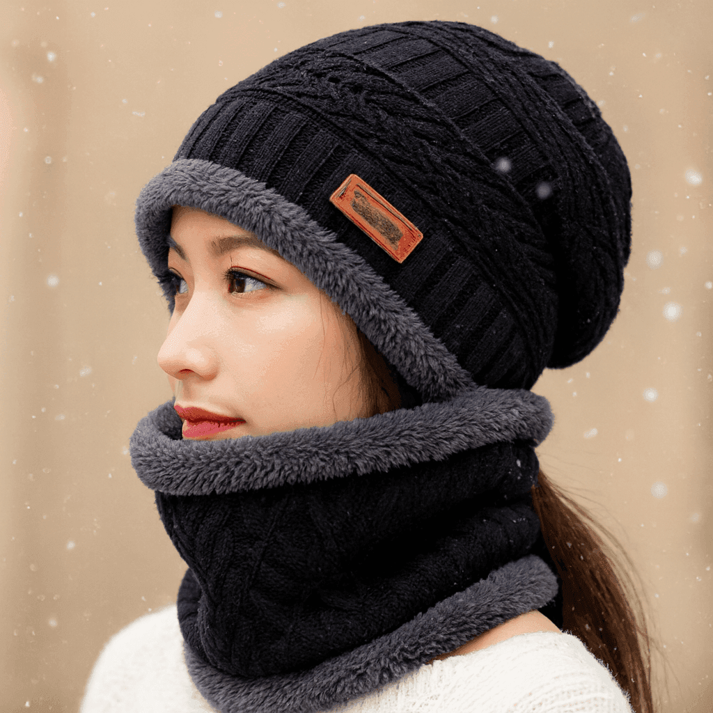 Head & Neck Cap Beanies Combo | Woolen Winter Beanie with Neck Warmer Muffler for Men & Women – Warm, Cozy & Stylish