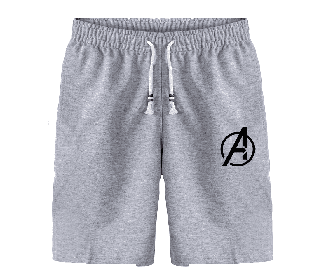 Men's Grey Cotton Sports Shorts With Printed A Logo Casual Gym Running Training Shorts