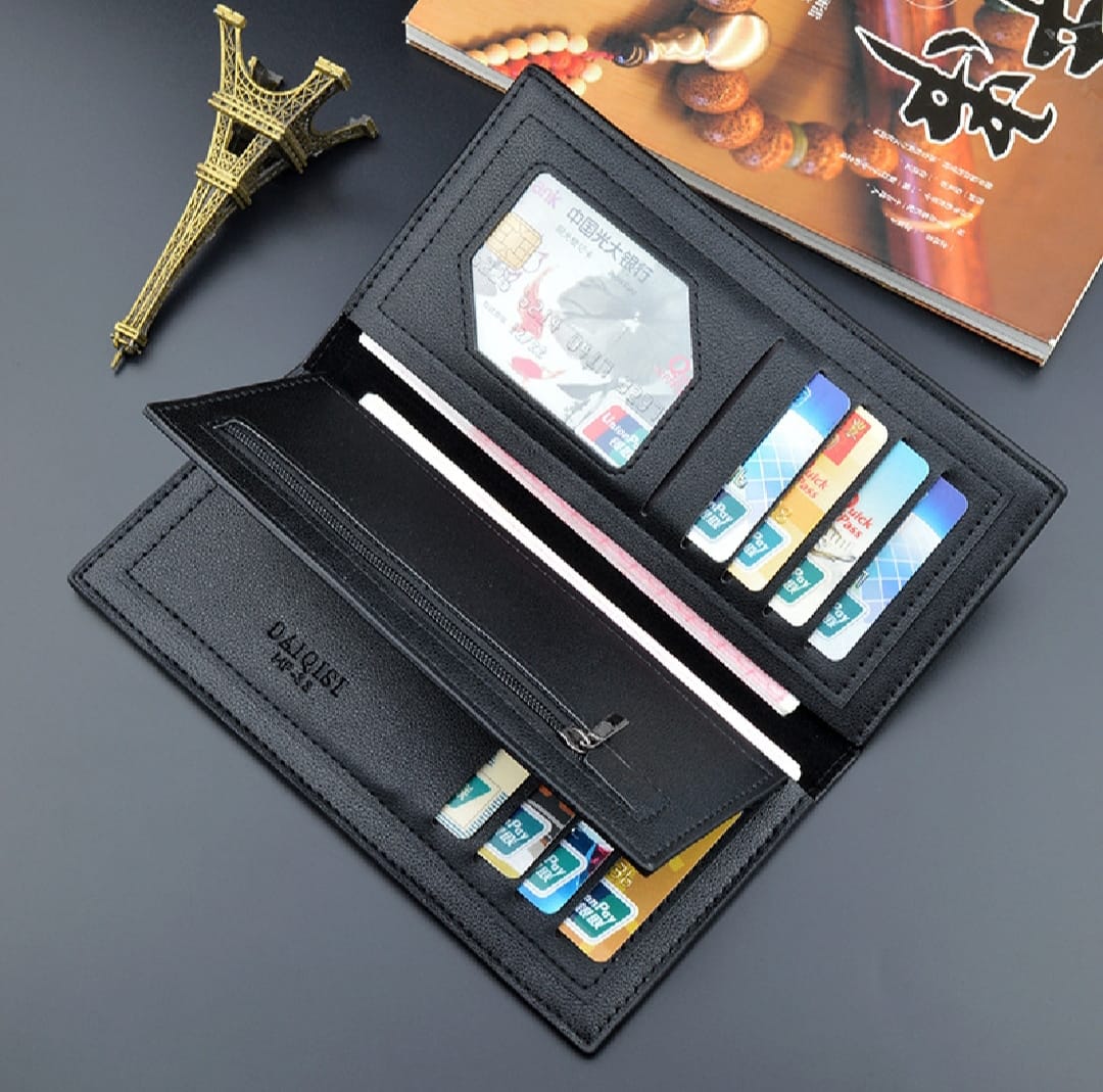 Modern Touch Long Wallet – Stylish Organizer with 14 Card Slots & Zipper Pocket