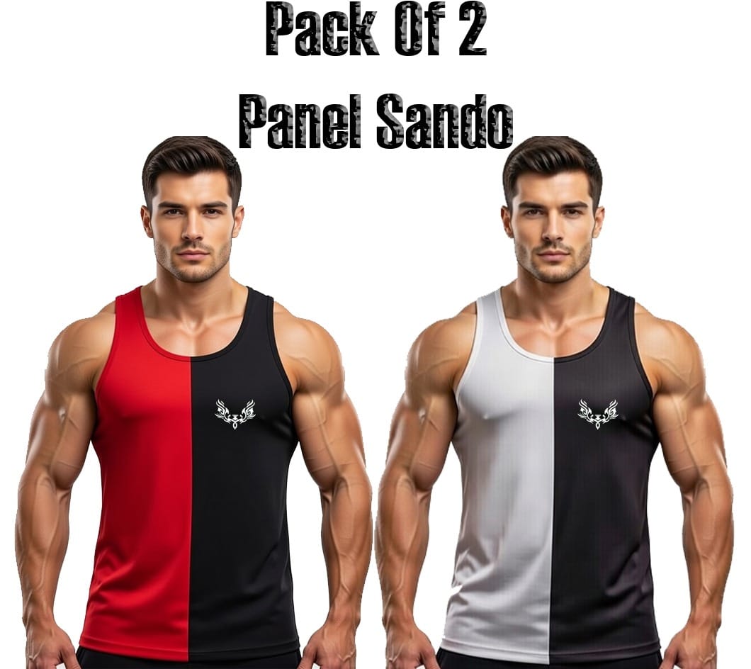Pack of 2 Printed Top Tank Sando for Men and Boys | Stylish Panel Gym & Summer Wear