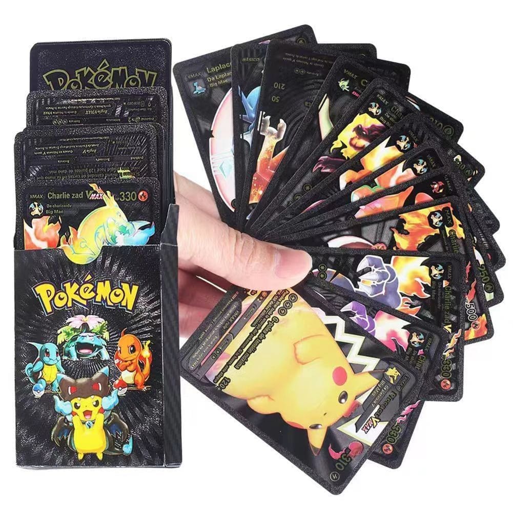 Pokemon Metal Cards Collection Box – 55 Cards per Pack | 3D Pokemon Trading Cards | Durable Metal Cards | Gold, Black & Silver Color Options | Premium Collector’s Edition Gift Set