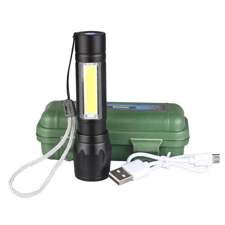 Portable LED Flashlight – Mini Rechargeable Torch with Side Light & Waterproof Body