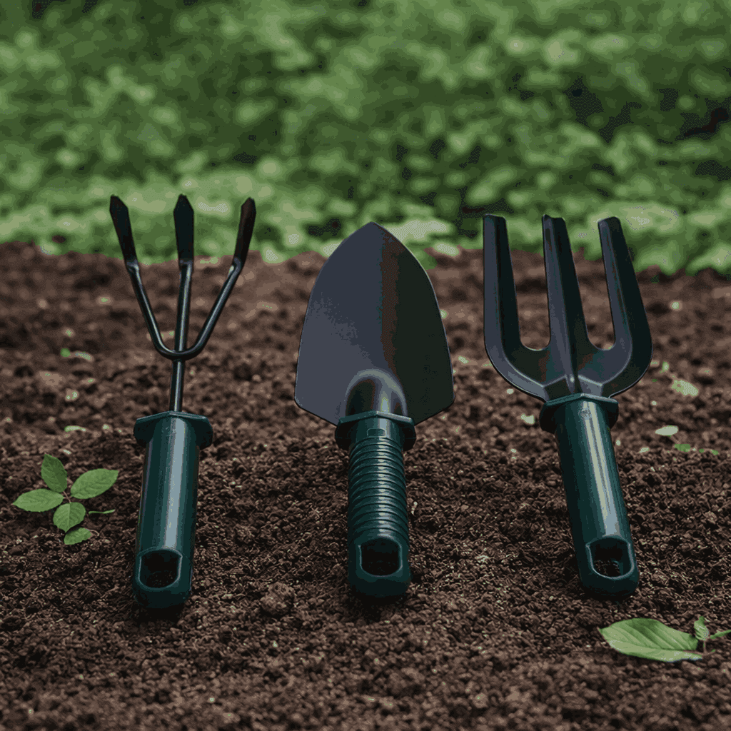 Premium 3-Piece Mini Garden Tool Set – Heavy-Duty Metal Hand Trowel, Cultivator Rake, and Ergonomic Garden Fork for Indoor and Outdoor Plant Care