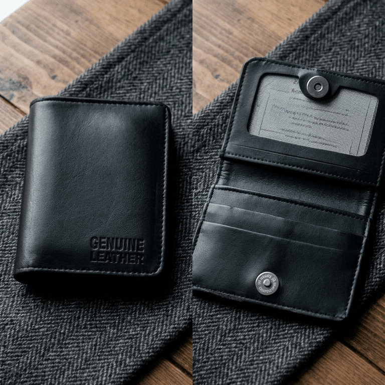 Premium Leather Button Wallet – Camel Brown, Blue & Black
