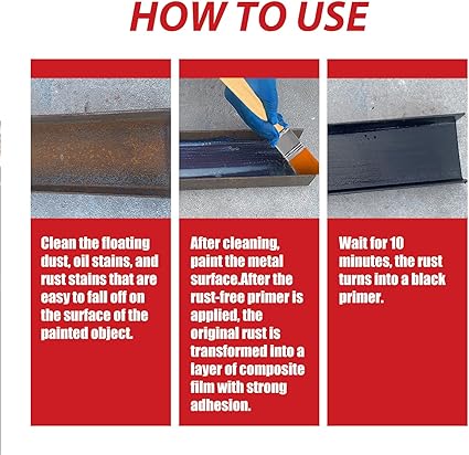 Rust paint Metallic Paint Anti Rust Protection Coating for removing rust from metal (with brush )Steel Box - 300gm
