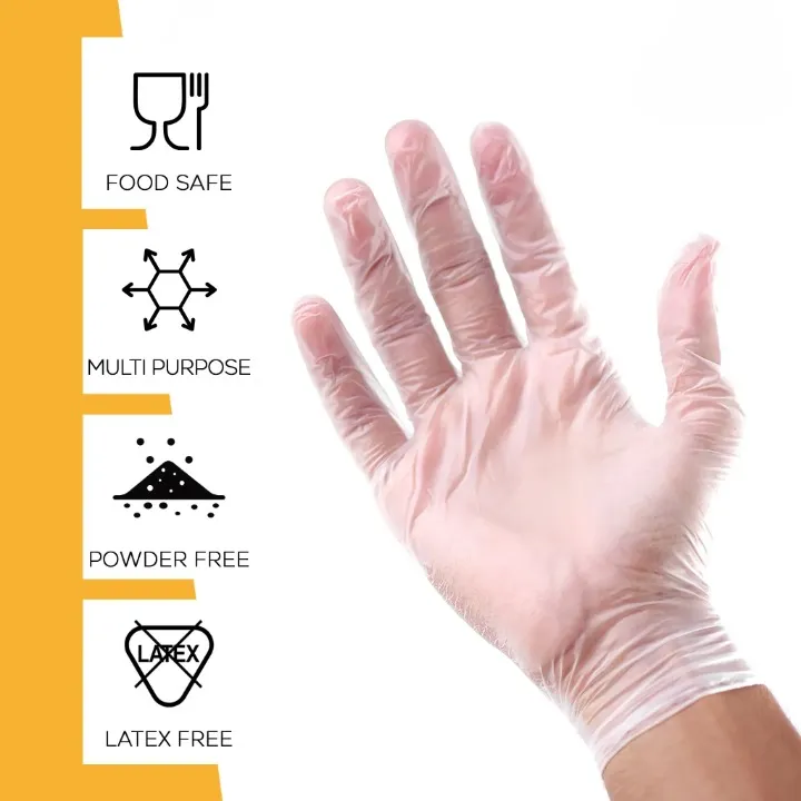Safety Fine Disposable Vinyl Gloves – Clear, Powder-Free | Food Prep & Hygiene Use