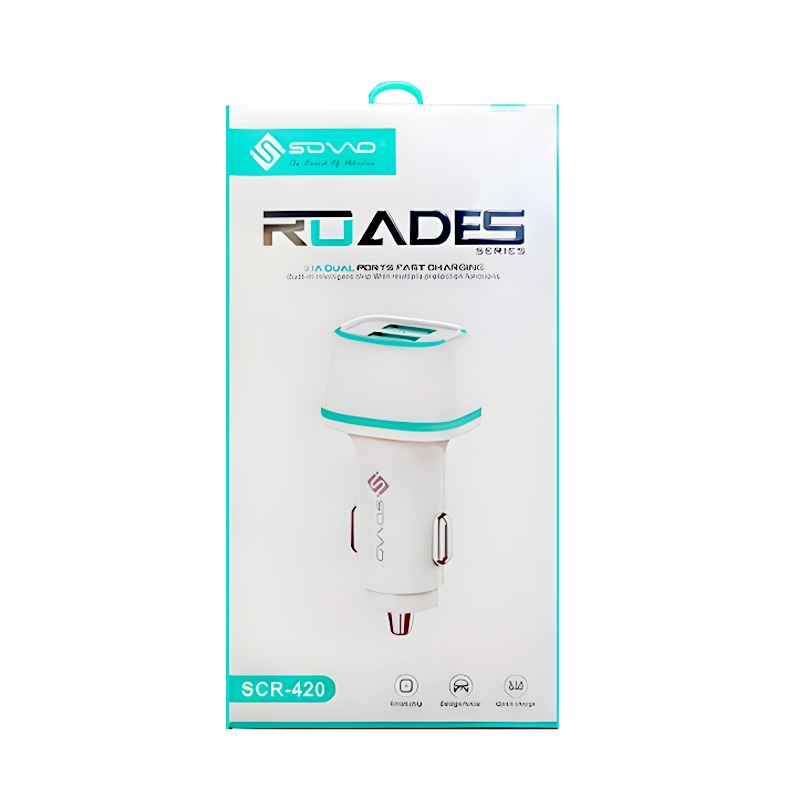 SOVO SCR-420 ROADES 3.1A Dual USB Fast Car Charger – Intelligent Chip Car Adapter with Multi Device Support