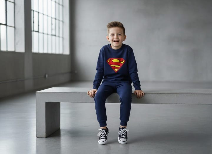 Superman Printed Sweatshirt & Pajama Trouser Tracksuit for Kids | Winter Warm Fleece Clothing Set Outfit for Boys & Girls