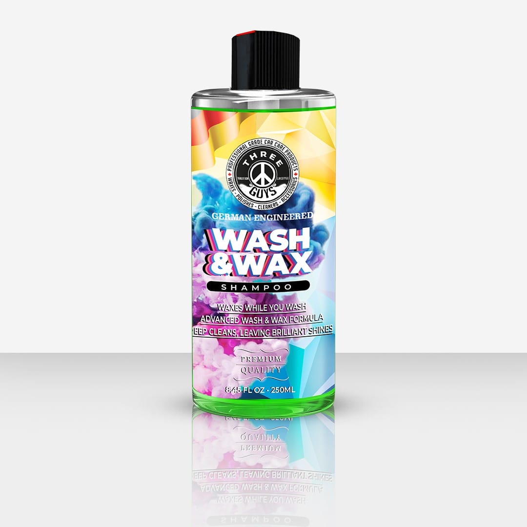 THREE GUYS Wash & Wax Shampoo | German-Engineered 2-in-1 Car Wash | Carnauba Wax Beads & High Foam Formula