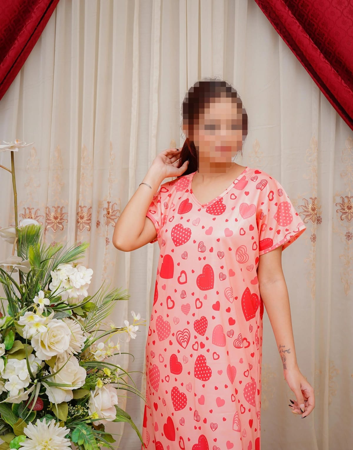 Velvet Dawn 3 Piece Nightwear Set for Women – Free Size Soft Jersey Interlock Nighty with Panty & Poni